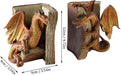 2PCS Funny Dragon Bookends Resin Dragon Statue Book Shelf Organizer Book Ends Figurines for Home Office Shelves Decor