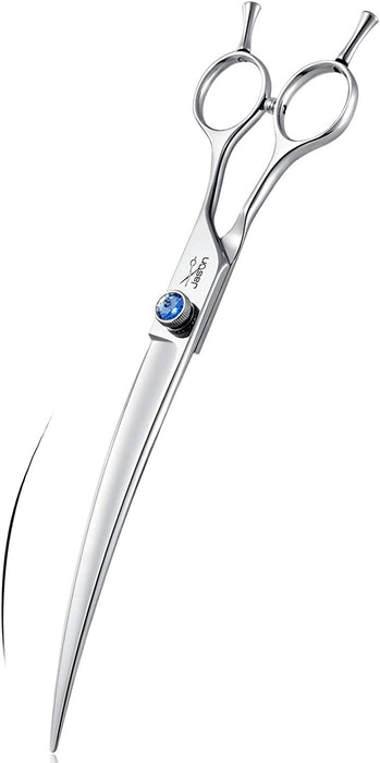 7.5" 56-Tooth Blending Dogs Grooming Scissors Cats Thinning Shears Pets Blender Thinner Trimming Texturizing Kit with Offset Handle Blue Jewelled Screw (7.5 Inch)