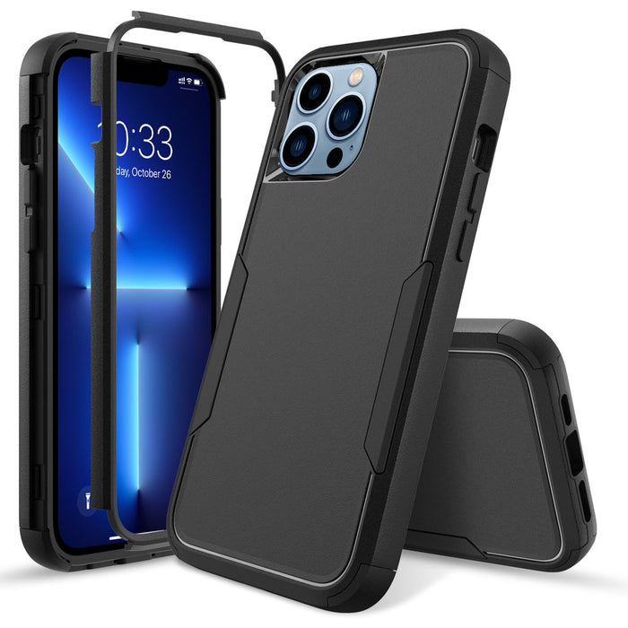 for Iphone 13 Pro Max/13 Pro/13/13 Mini Phone Case with Belt Clip Stand Shockproof Protective Case Hybrid Armor Cover, Black