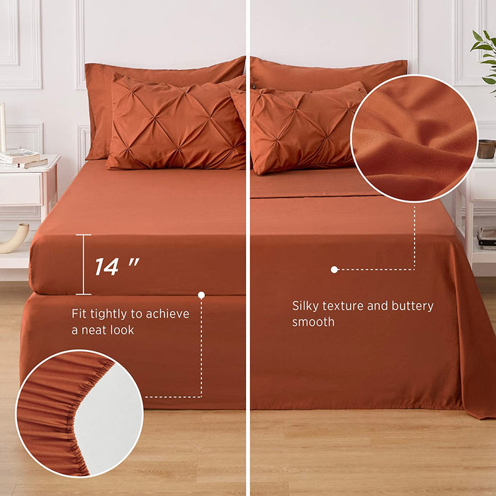 Bedsure Full Size Comforter Sets - Bedding Sets Full 7 Pieces, Bed in a Bag Burnt Orange Bed Sets with Comforters, Sheets, Pillowcases & Shams,Adult & Kids Bedding