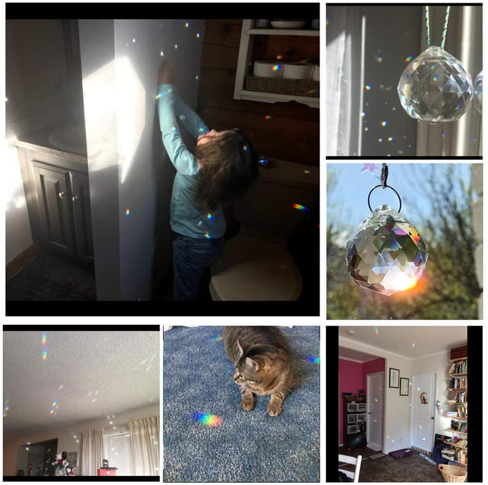 Suncatcher Crystals Ball Prism Window Rainbow Maker with Chain for Easy Hanging 40Mm 2 Pack