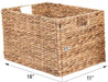 2 Decorative Hand-Woven Water Hyacinth Wicker Storage Basket, 16X11X11 Perfect for Shelving Units