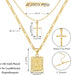 Gold Layered Initial Cross Necklace, 14K Gold Plated Layering Square Letter Pendant Figaro Chain Cross Choker from A-Z Capital Jewelry for Women Girls
