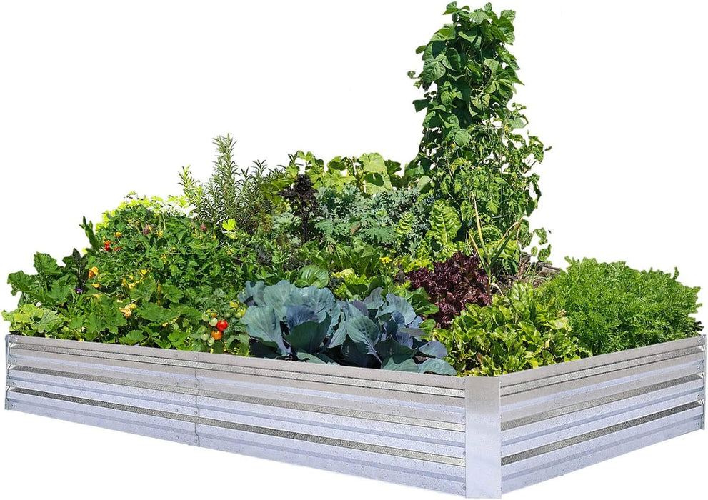 Galvanized Raised Garden Beds for Vegetables Large Metal Planter Box Steel Kit Flower Herb, 8X4X1Ft