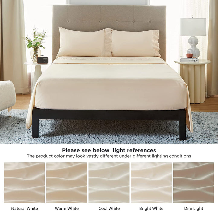 Bedsure Full Size Sheet Sets - Soft 1800 Sheets for Full Size Bed, 4 Pieces Hotel Luxury Beige Sheets Full, Easy Care Polyester Microfiber Cooling Bed Sheet Set