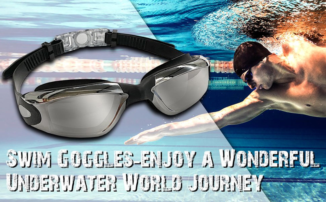 Swim Goggles, Comfortable Polarized Anti-Fog Swimming Goggles for Adult(Black)