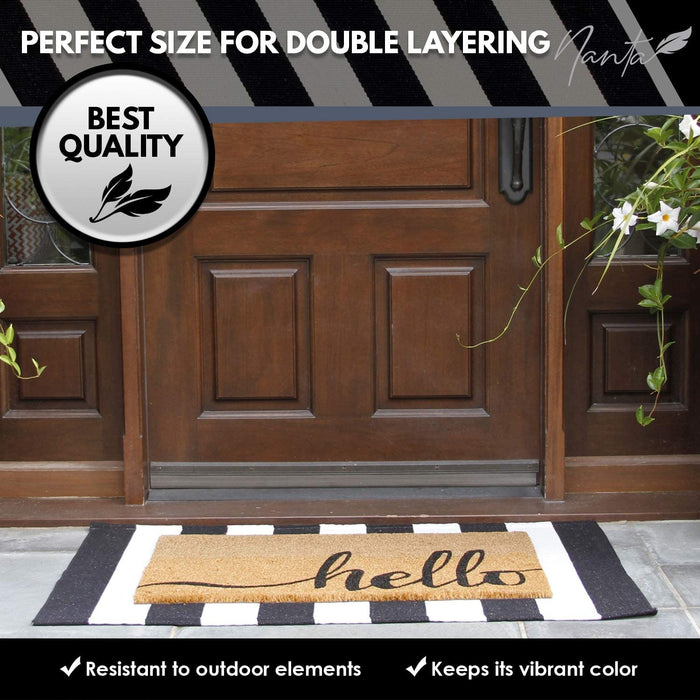 Black and White Striped Rug 27.5 X 43 Inches Cotton Woven Washable Outdoor Rugs for Farmhouse Layered Door Mats Stripe Carpet