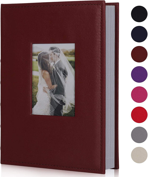 Photo Picture Album 4X6 300 Photos,Small Capacity Premium Leather Cover Wedding Family Photo Albums Holds 300 Horizontal Photos(Black)