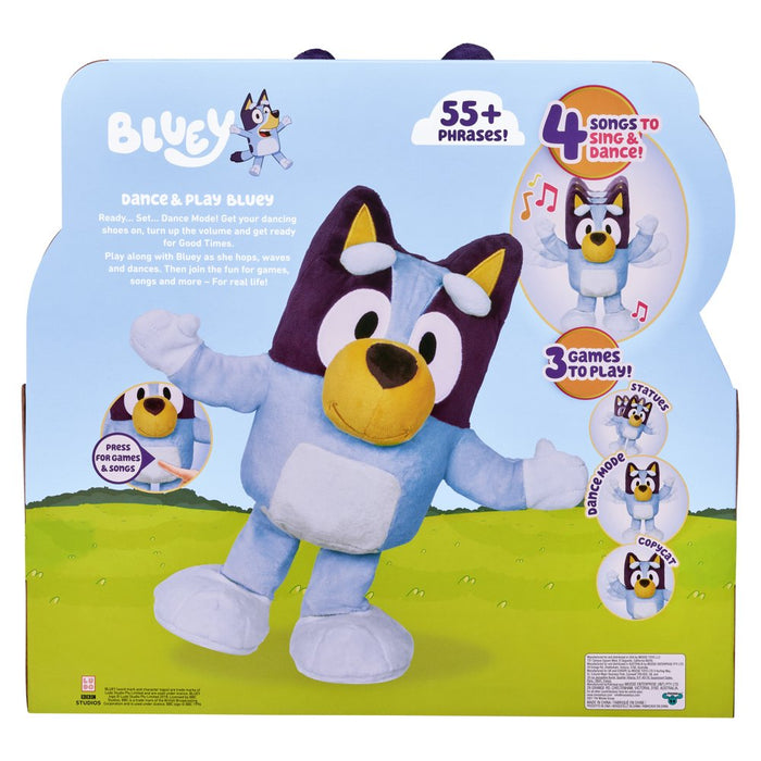 Bluey, Dance and Play 14 Inch Animated Plush with Phrases and Songs, Preschool, Ages 3+