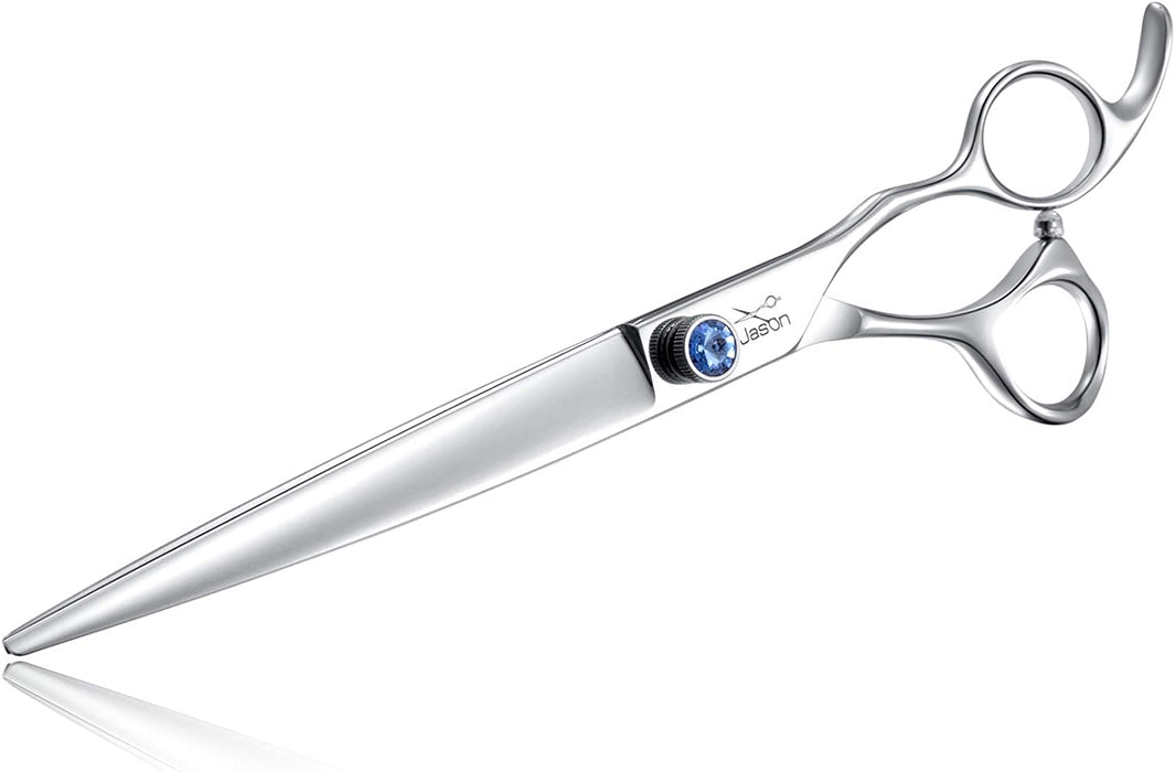 7.5" 56-Tooth Blending Dogs Grooming Scissors Cats Thinning Shears Pets Blender Thinner Trimming Texturizing Kit with Offset Handle Blue Jewelled Screw (7.5 Inch)