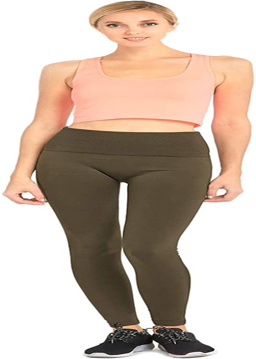 Leggings - Women'S Fleece Lined Solid Color High Waist Full Length Winter Leggings