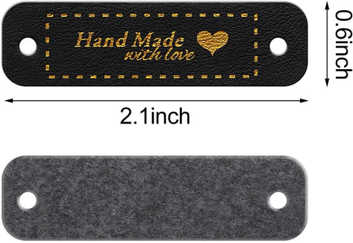 30 Pieces Handmade Tags PU Leather Tags for Crochet Items Love Tags Handmade Tags for Crochet Knit Accessories with Holes for DIY Crafts Sewing Crochet Knitting Hats (Brown, Black, White)