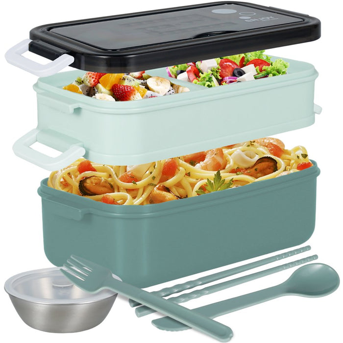 2 Layers Bento Box 1050Ml Lunch Box Containers Leak-Proof Bento Lunch Box BPA Free Food Container Portable Food Box with Spoon Fork Chopsticks