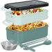 2 Layers Bento Box 1050Ml Lunch Box Containers Leak-Proof Bento Lunch Box BPA Free Food Container Portable Food Box with Spoon Fork Chopsticks