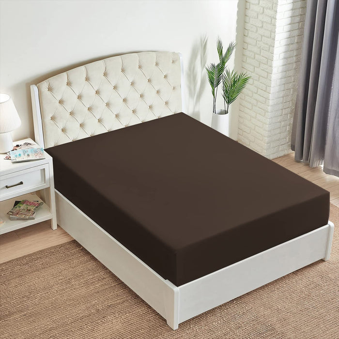 Queen Fitted Sheet - Deep Pocket Cooling Sheets up to 16 Inch - Hotel Luxury Bedding - Softest Sheets - Wrinkle, Fade, Stain Resistant - 1 Single Queen Fitted Sheet Only (Queen, Brown)