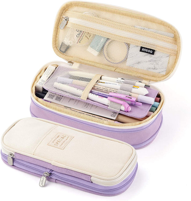 EASTHILL Big Capacity Pencil Pen Case Office College School Large Storage High Capacity Bag Pouch Holder Box Organizer Light Blue