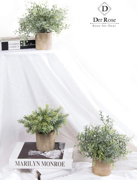 Mini Potted Fake Plants Artificial Small Eucalyptus Plants for Home Office Desk Farmhouse Decor
