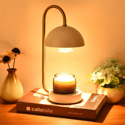 Candle Warmer Lamp,Compatible with Jar Candles Vintage Electric Candle Lamp Dimmer with Switch & 2 Light Bulb,Candle Melter for Scented Candles Top-Down Candle Melting for Home Decor (White)