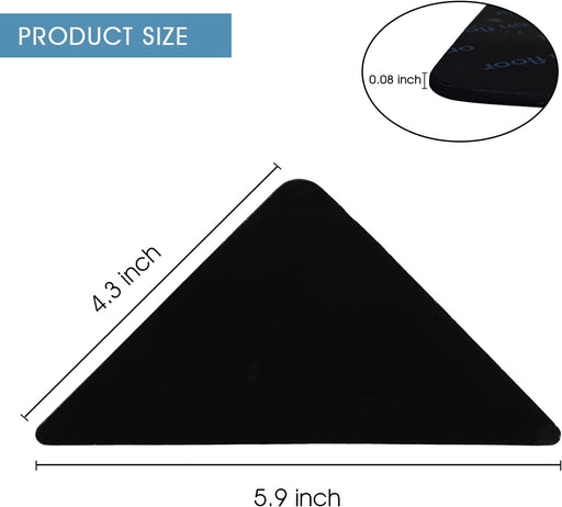 8 PCS Rug Grippers Washable Reusable Rug Tape Carpet Holder for Hardwood Floors Tile Dual Sided Prevents Curl anti Rug Slip Pads Rug Stickers for Area Rugs Size 5.9×4.3×0.08 Inch Triangle