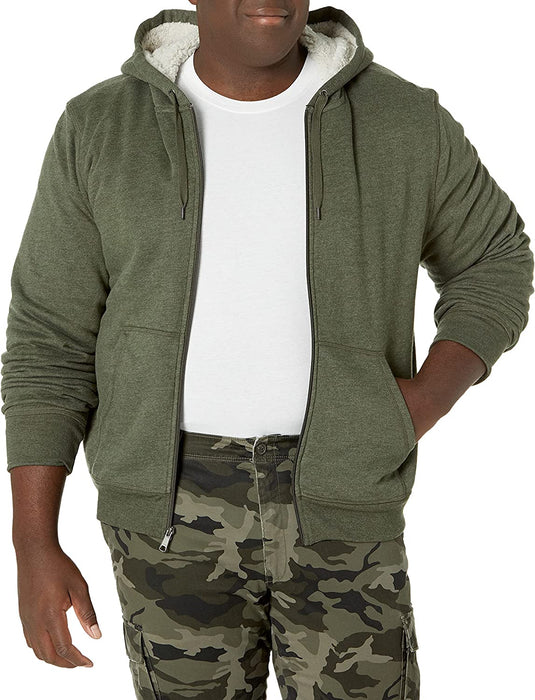 Amazon Essentials Men'S Sherpa-Lined Full-Zip Hooded Fleece Sweatshirt