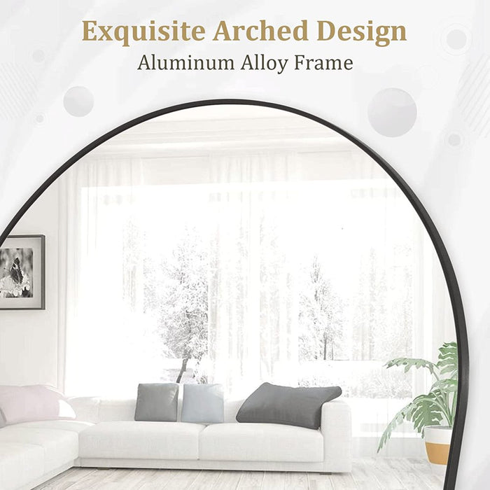 Arched Full Length Floor Mirror 64"X21" Full Body Standing Mirror,Black