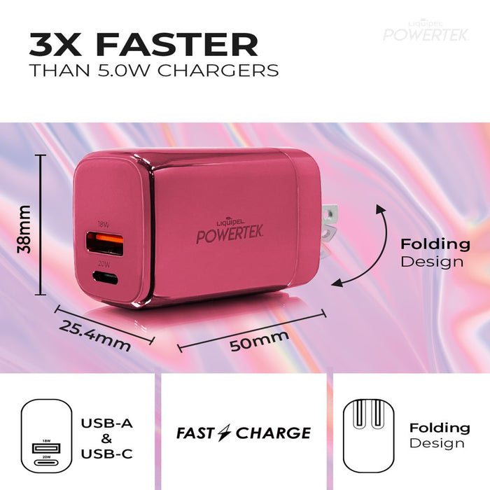 38W PD USB C 20W and USB a 18W Dual Port Wall Charger, Fast Charging Phone Wall Block Power Adapter Cube and Foldable Plug, Compatible with Iphone, Ipad, Iwatch, Galaxy, Android