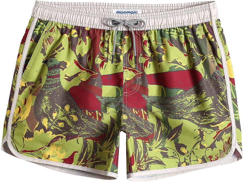 Mens Boys Short 80S 90S Vintage Swim Trunks with Mesh Lining Quick Dry Swim Suits Board Shorts
