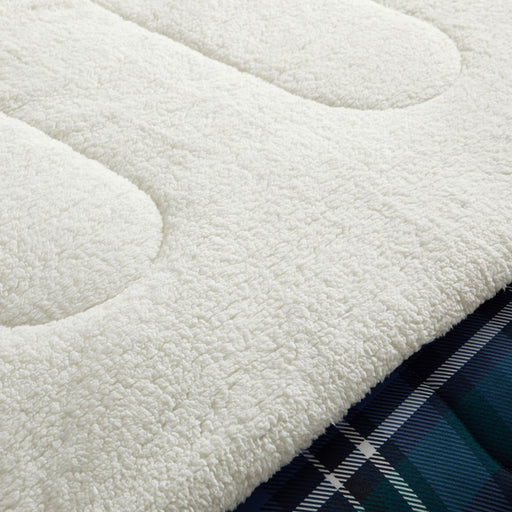 Mainstays Reverse to Sherpa Comforter Set, Full/Queen, Blue Plaid, Patterned Polyester
