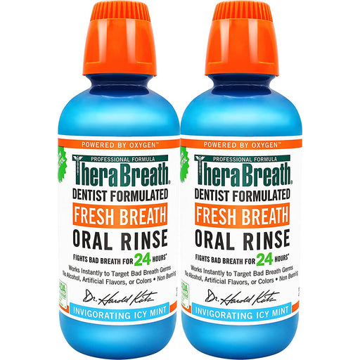Therabreath Fresh Breath Dentist Formulated Oral Rinse, Icy Mint, 16 Fl Oz (Pack of 2)
