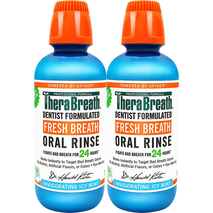 Therabreath Fresh Breath Dentist Formulated Oral Rinse, Icy Mint, 16 Fl Oz (Pack of 2)