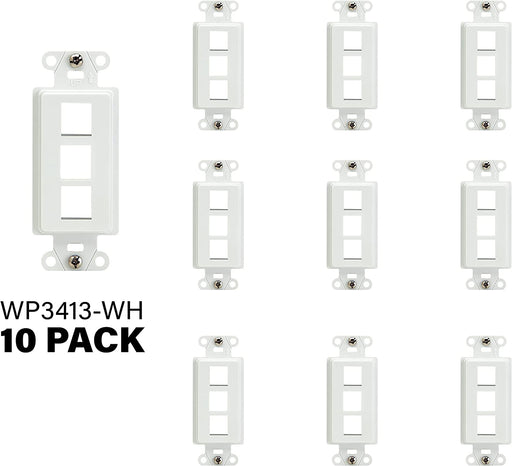 On-Q WP3413WH10 High Impact Flame Retardant Plastic 3-Port Decorator Outlet Strap, White, 10 Count