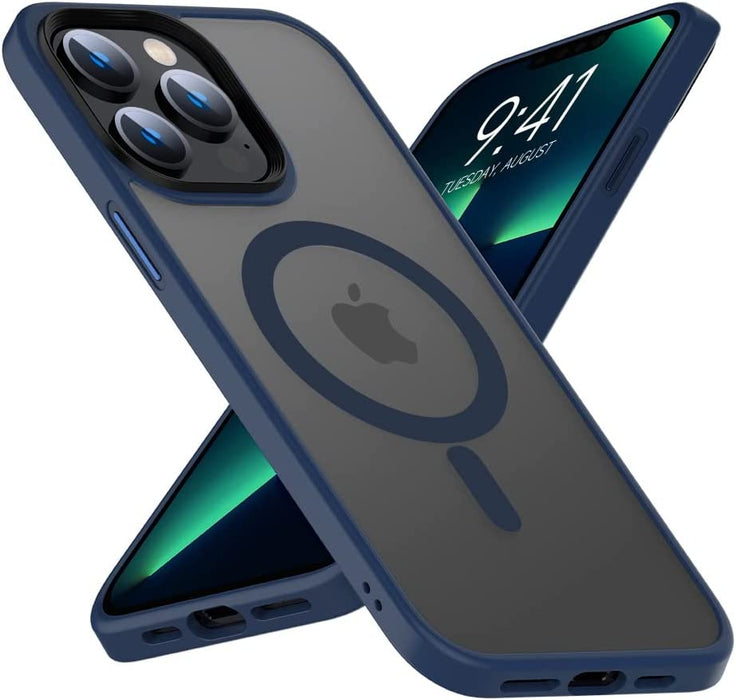 Magnetic Case for Iphone 14 Pro Max Case [Mil-Grade Drop Tested & Compatible with Magsafe] Translucent Matte Back with Aluminum Alloy Keys, Anti-Fingerprint Anti-Scratch 6.7 Inch, Black