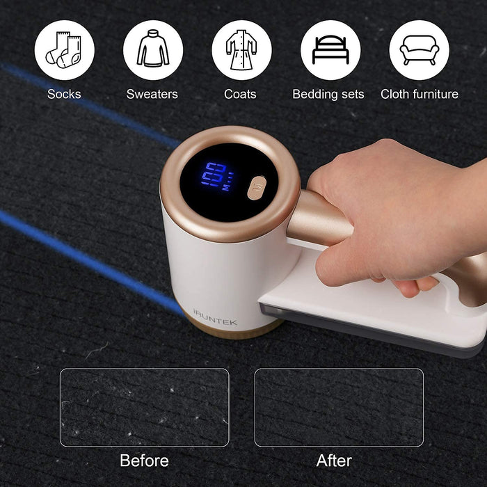 Rechargeable Fabric Shaver, Electric Commercial Lint Remover with LED Display & Big Trash Box, 3-Speeds for Removing Fuzz and Pill from Clothes, Furniture, Sweater, Couch and Blanket, White