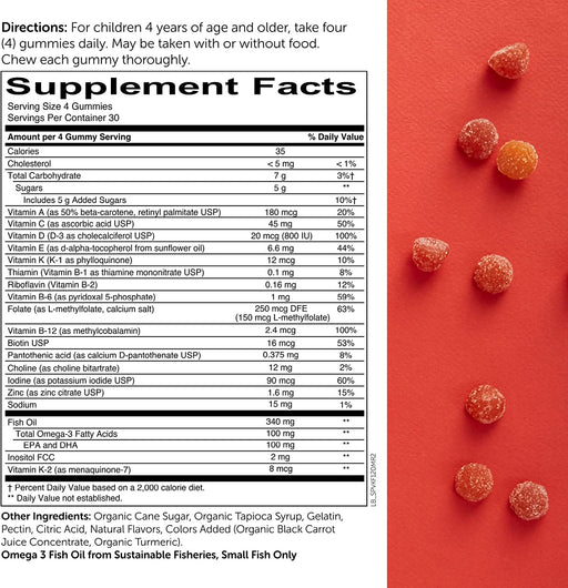 Smartypants Kids Formula Daily Gummy Multivitamin: Vitamin C, D3, and Zinc for Immunity, Gluten Free, Omega 3 Fish Oil (DHA/EPA), Vitamin B6, B12, 120 Count (30 Day Supply)