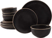 Gibson Home Rockaway round Stoneware Dinnerware Set, Service for 4 (12Pcs), Blue