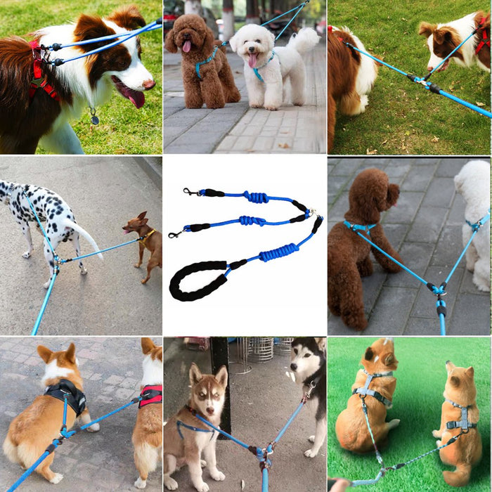 Double Dog Leash,  Dual Dog Leash Detachable 360° Swivel with Soft Padded Handle, Heavy Duty Dual Leash for Two Dogs, 63In Double-Head Pet Traction Rope(25-100Lbs)