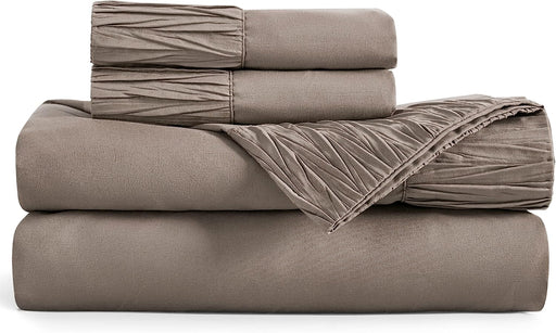 Bedsure Full Size Sheet Sets - Soft 1800 Sheets for Full Size Bed, 4 Pieces Hotel Luxury Brown Sheets Full, Easy Care Polyester Microfiber Cooling Bed Sheet Set