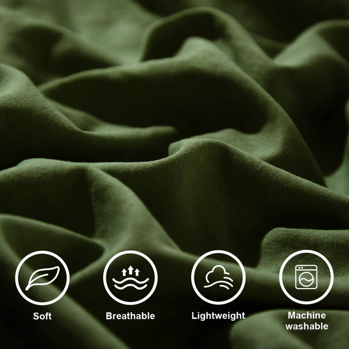 Comforter Set Queen Size Pom, 3 Piece Boho Bed Set, All Season Farmhouse Microfiber down Alternative Bedding Comforter with 2 Pillow Shams, Solid Olive Green Pompom