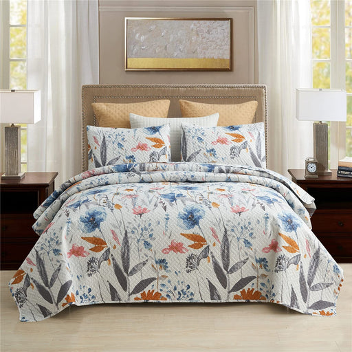 King Quilt Set, 3-Piece King Size Quilt Set with 2 Pillow Shams- Boho Reversible Soft and Lightweight King Quilt Bedding Bedspread Coverlet Set