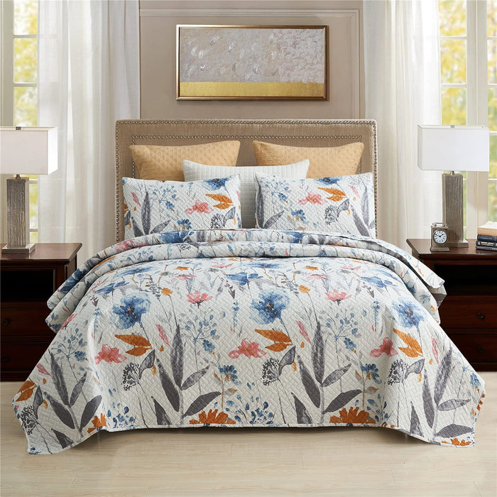 King Quilt Set, 3-Piece King Size Quilt Set with 2 Pillow Shams- Boho Reversible Soft and Lightweight King Quilt Bedding Bedspread Coverlet Set