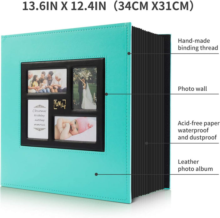 Photo Album 4X6 500 Pockets Photos, Extra Large Capacity Family Wedding Picture Albums Holds 500 Horizontal and Vertical Photos (500Pockets, Teal)