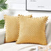 Set of 2 Yellow Decorative Throw Pillow Covers 20X20 Inch with Pom-Poms for Couch Bed Sofa, Modern Farmhouse Boho Spring Home Decor, Soft Plush Corduroy Cute Cushion Case 50X50 Cm