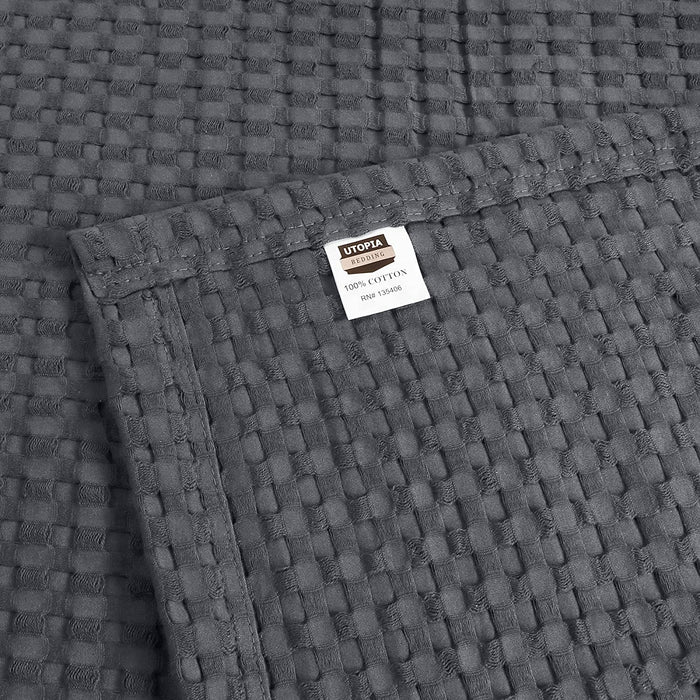 Cotton Waffle Blanket 300 GSM (Charcoal - 90X108 Inches) Soft Lightweight Breathable Bed Blanket King Size Layering Any Bed for All Season