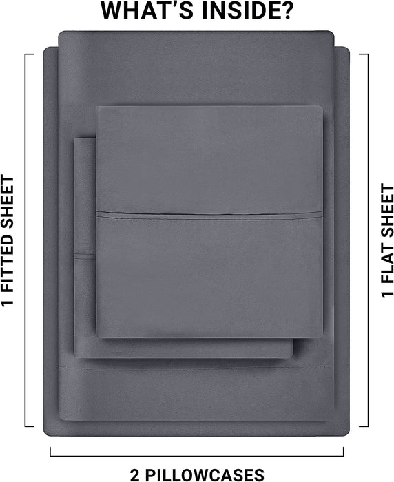 Queen Bed Sheets Set - 4 Piece Bedding - Brushed Microfiber - Shrinkage and Fade Resistant - Easy Care (Queen, Grey)