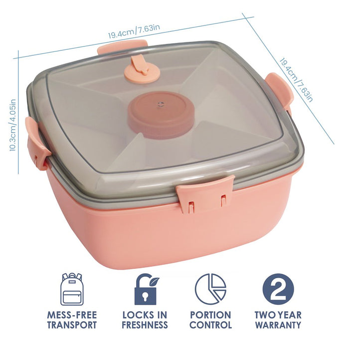 Bento Box 4-Compartment Bento-Style Kids Lunch Box Leak-Proof 2 Layer 1200Ml Adult Lunch Container Portable Food Storage Container with Spoon & Fork for Adult Kid Toddler Boy Girl