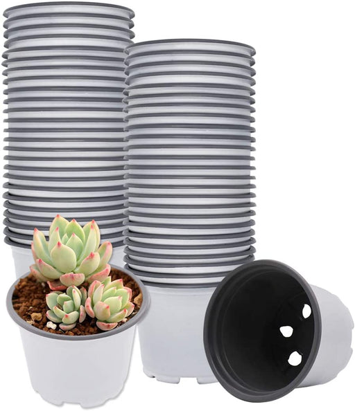 Plastic Plant Nursery Pots White Flower Seedling Starter Pots for Little Garden Pots to Repot Succulents and Plants (100PCS)