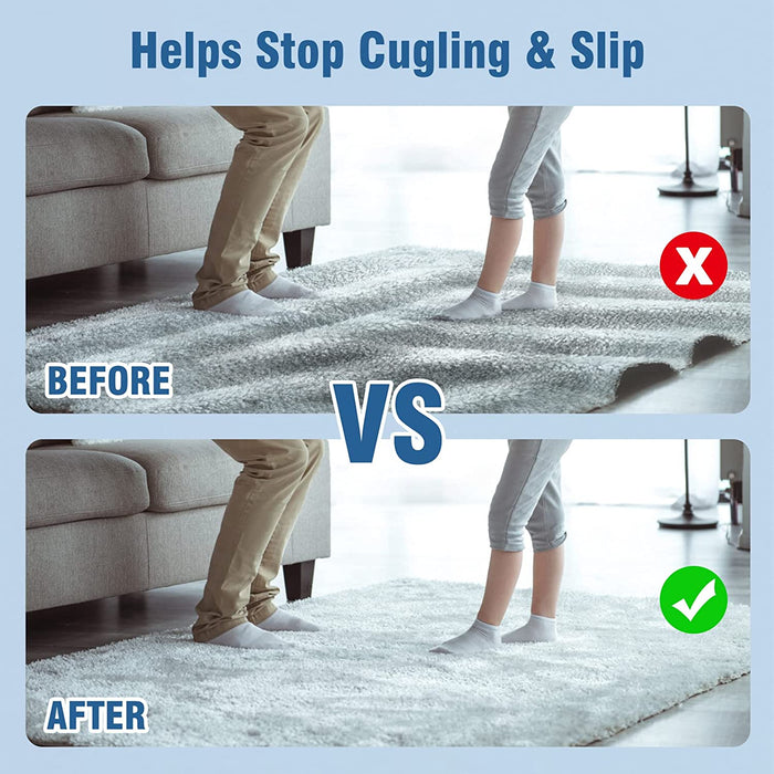 Rug Pad Gripper, 4 PCS Non-Slip Grippers for Area Rug, Washable anti Curl Rug Tape, Reusable Rug Pads Grippers for Hardwood Floors and Tiles, Keep Your Rug in Place and Grips Carpet Corners