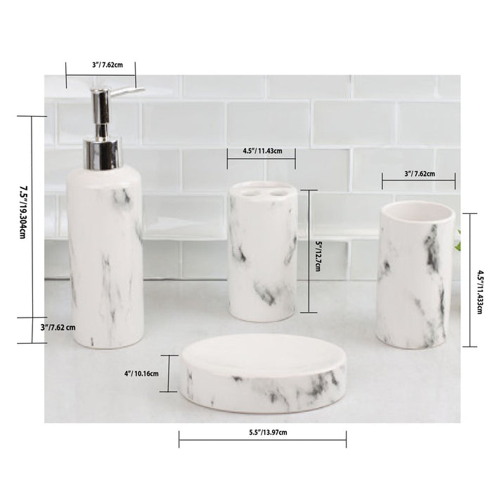 Home Basics 4 Piece Ceramic Bath Accessories Sets, White