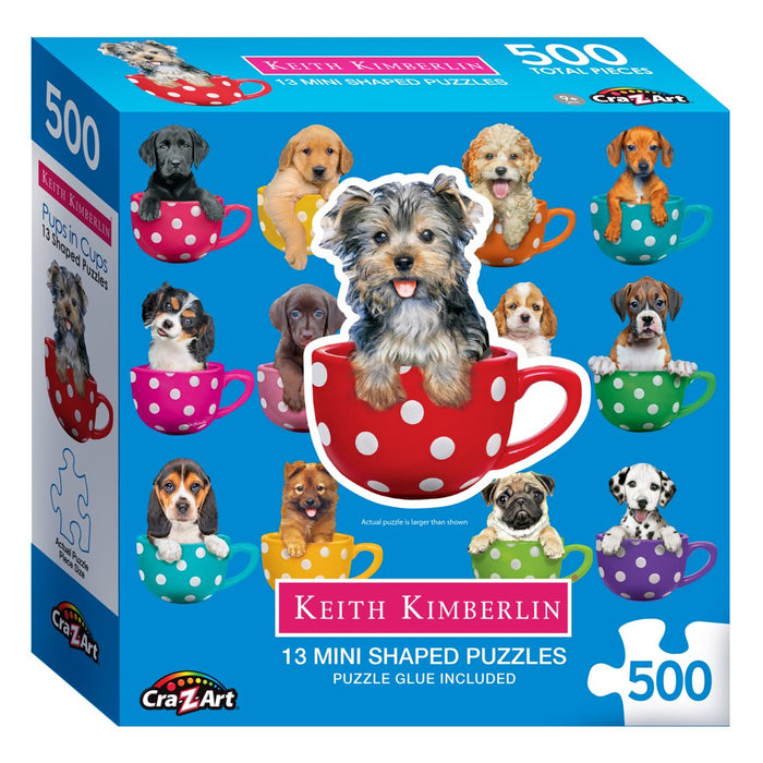 Cra-Z-Art Multi-Shaped 500-Piece Pups in Cups Jigsaw Puzzle