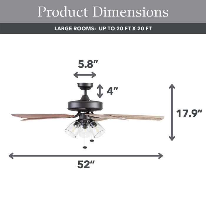 Better Homes & Gardens 52" 5 Blade Oil-Rubbed Bronze with 3 Lights